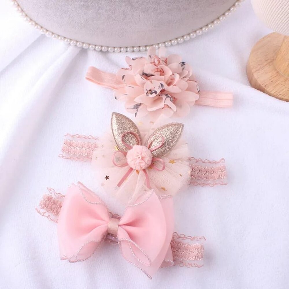 NEW - 3Pcs Set - Flower/Bows Baby Girl Headband - Baby Girls Hair Accessories
